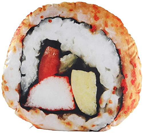 Maozcq Sushi Pillow Cute Plush Throw Pillow Large Japanese Salmon Rice Sushi Roll Cushion Pillow for Bed Home Sofa