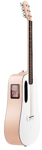 LAVA ME Play Elektro-Akustik Gitarren mit Ideal-Gigbag, Carbonfaser Smart Gitarre(36 Zoll Helles Pfirsich- und Frostweiß)