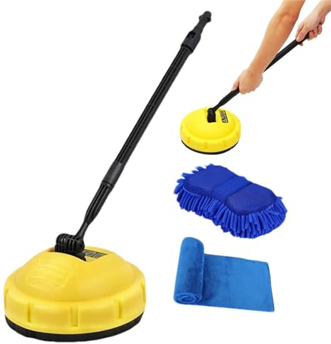 Hochdruck Terrassenreiniger Für Kärcher K1-K7, Schrubber Mit Stiel Reinigungsbürste Flächenreiniger Mit 2 Handtüchern, Hochdruckreiniger Zubehör Für Kärcher