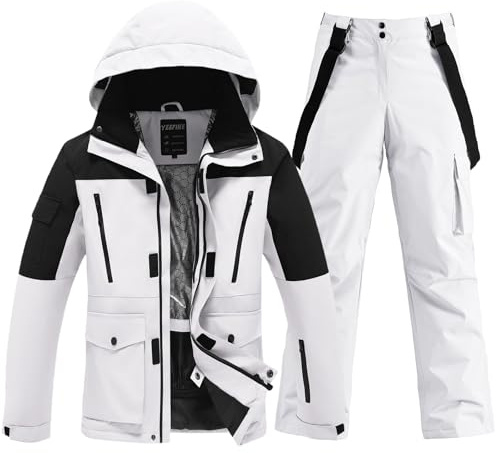 HOTIAN Ensemble de veste et pantalon de ski pour homme, combinaison de neige hivernale chaude, imperméable, coupe-vent, vêtements de ski, ensemble de snowboard, S