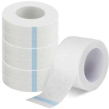 Micropore Tape Selbstklebender Verband, 4 Rollen medical tape 2,5cm x 9,14m Hautfreundliches Chirurgisches Mikroporen-Klebeband,Atmungsaktiv Verband für Wundversorgung,Sport,Wimpernverlängerun