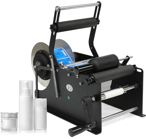 Elektrisk Etiketteringsmaskin FöR Rund Flaska, Justerbar Etikettmaskin, Etikettapplikatormaskin FöR Plastglasflaska, SjäLvhäFtande Etikettapplikator,220V