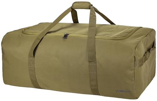 Extra stor duffelväska för resor, 100 L duffelväska för män, stor duffelväska vatten- och rivbeständig kvinnor weekendväska för husflyttning, resor, nödvändigheter, campingutrustning förvaring, Khaki