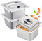 3 Pièces Bac Gastronorme, Bac Inox Alimentaire avec Couvercle, Plat Inox Barbecue, Plat Rectangulaire pour Mariner Viande, Escalopes, Empilable Set à Panure, Récipient pour Cuisine (17.5x16.5x10cm)