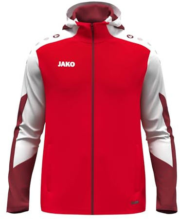 JAKO Veste à Capuche Dynamic pour Enfant, Rouge/Blanc/Rouge foncé, 152