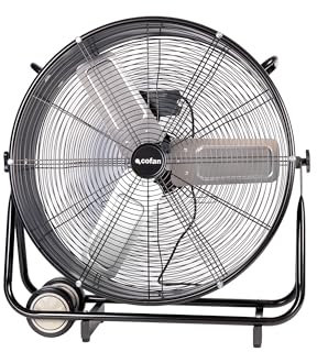 Cofan Ventilateur de sol industriel 3 vitesses, puissance 250 W, angle réglable, couleur noir, ventilateur avec roulettes et poignée, dimensions : 75 x 26 x 76 cm