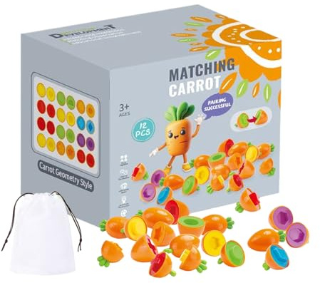 Generico Maridaje de huevos de zanahoria - Huevos educativos con reconocimiento de color, actividades educativas para el desarrollo cognitivo y habilidades lógicas