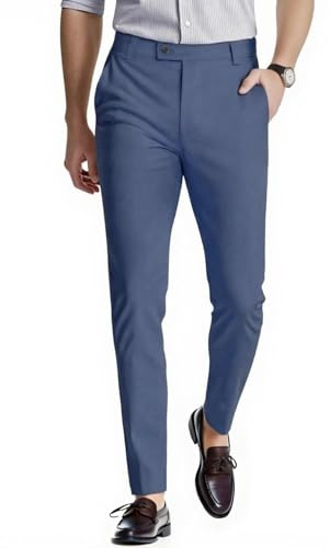 GINGTTO Pantalon Chino Slim Fit Homme Stretch Extensible Tapered Bleu 32/30