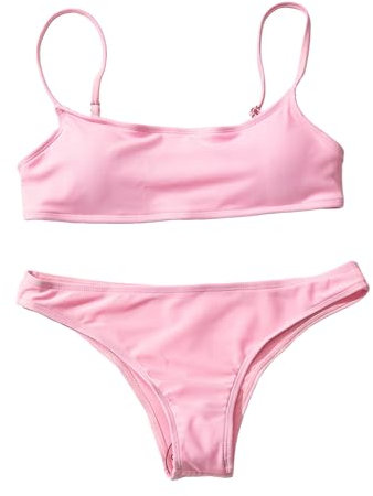 Generisch 2025 Femmes Bandeau Bandage Deux Pièces Bikini Maillot de Bain Bikini Ensemble Push Up Maillot de Bain Brésilien Bikini Bandage, Rose, S