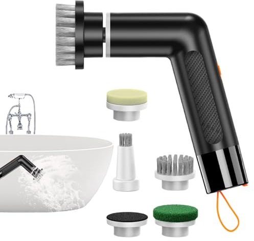 Spazzole Per Pulizie Domestiche - Scopa Elettrica Senza Fili Multifunzione - Pulitore Elettrico Portatile con Spazzole Rimovibili per Cucina, Fughe e Vasca