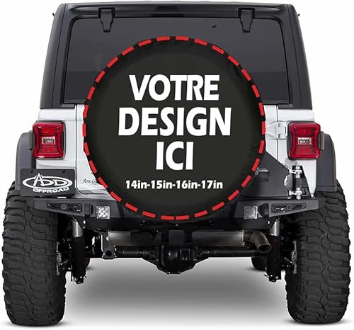 Housse Roue de Secours Personnalisable avec Photo Texte Logo Couvre-Roue de Secours personnalisée, protecteurs de Couverture de Roue de Secours imperméables pour Camion remorque RV SUV 14 inch