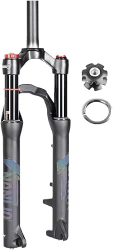 CUCKQUIC Horquilla Delantera para Bicicleta de montaña, Tubo Recto de 1-1/8, suspensión neumática de 20 a 24 Pulgadas, Recorrido de 100 mm, liberación rápida QR, Freno de Disco de 9x100 mm 24in