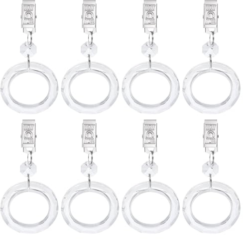QUARKZMAN 8Pz Pesi per Tovaglia, Pesi per Copritavolo Cristallo con Clip Metallo, Pendente Trasparente Forma O 100 X 50mm per Decorazione Tavoli da Giardino