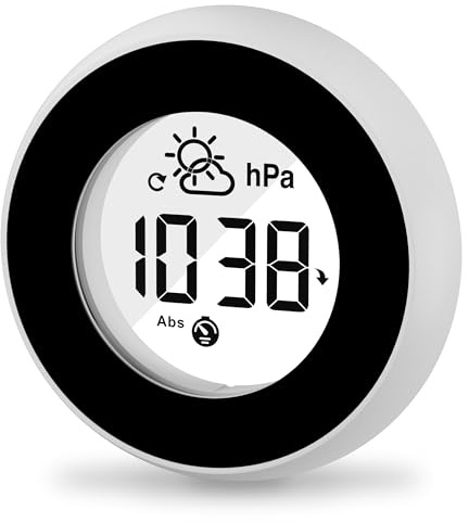 Raddy WT-2 Termómetro para Ventana con Presión Barométrica y Pronóstico del Tiempo, Monitor Magnético de Temperatura Interior y Exterior, Pantalla LCD Transparente, Funciona con Pilas para Invernadero