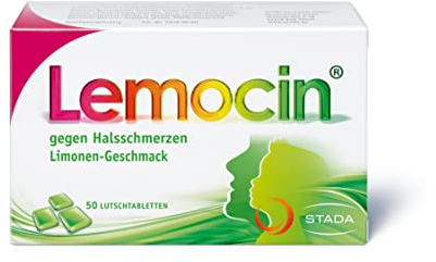 Lemocin Halsschmerztabletten -Lutschtabletten mit Limonengeschmack für Erwachsene und Kinder ab 5 Jahren- bei Beschwerden im Hals- und Rachenraum schmerzstillend & entzündungshemmend - 1 x 50 Stück