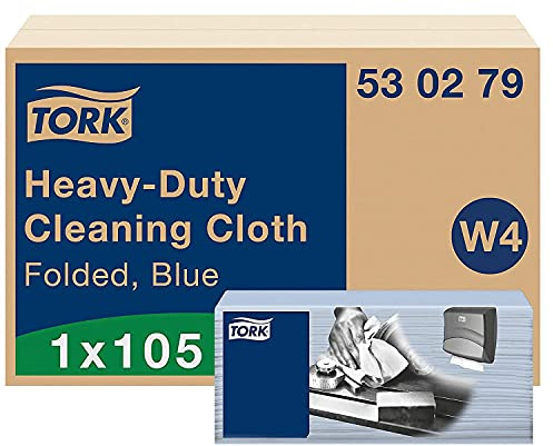 Tork Heavy-Duty Cleaning Cloth Blue W4, Strong and Absorbent, 1 x 105 Cloths, 530279