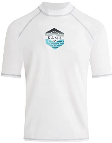 Kanu Surf Mens Windsurf UPF 50+ Short Sleeve Sun Protective Rashguard Swim Rash Guard Shirt, Windsurf White, XX-Large US