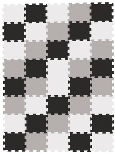 Interlocking kids play mat soft foam Baby Playmats Floor Gyms jigsaw puzzle play mats floor exercise fitness yoga crawling mat living room flooring (White Grey & Black- 30 Piece)