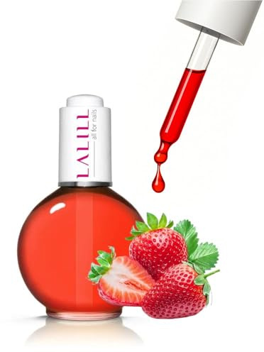 LALILL Nagelnagelnagelnagelnagelolja 75 ml – nagelbandsolja jordgubbe – nagelvårdsolja med mandelolja och persikofröolja – vegansk manikyrolja för nagelband och naglar – med pipett för exakt dosering