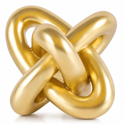 XMGZQ Decorazione con nodo dorato per tavolino da caffè, elemento decorativo per soggiorno, libreria, ingresso, comodino, supporto TV, scultura minimalista con nodo