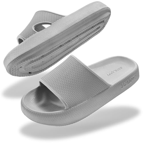 SCHLAPPY™ Ciabatte da bagno originali per uomo e donna, 100% senza plastica, impermeabili e antiscivolo, grigio., 38/39 EU