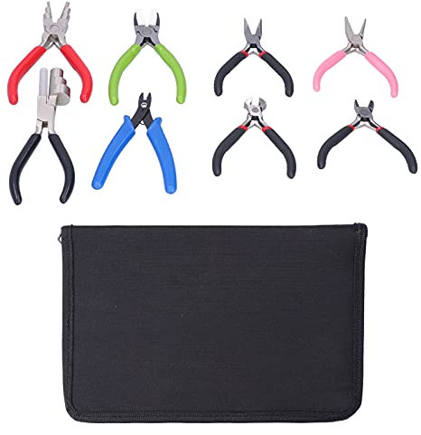 Kit de herramientas de alicates para hacer joyas de 8 piezas, alicates de punta fina, alicates de punta redonda, cortadores de alambre, alicates para engarzar, alicates de punta