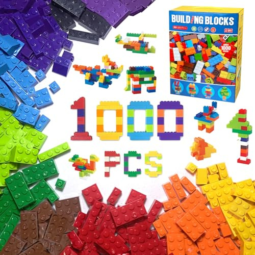 Hanari Bausteine für Kinder ab 6 Jahre,Bausteinspielzeug 1000 Stacked,1.2 kg Bauklötze,fördert Kreativität und Fantasie,Kompatibel mit Allen führenden Marken