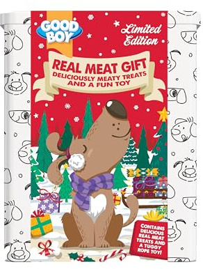 Good Boy Christmas Treats Tin With 4 Treats & Toy