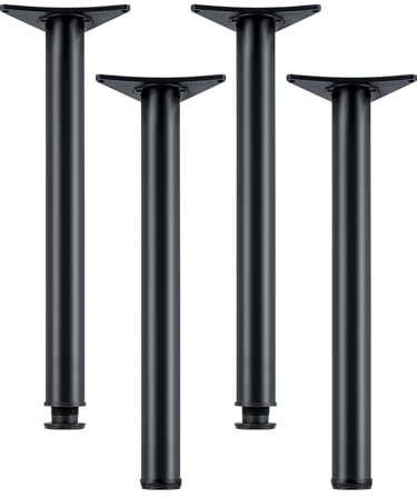 Trintion 4 Stück Möbelfüße 710-730mm Tischfuß Regulierbare Tischbeine Ø60mm Stahlbeine Metall Tischbeine mit Bodenschutzkappe und Schrauben für Frühstückstisch Schreibtisch Arbeitsplatten (Schwarz)