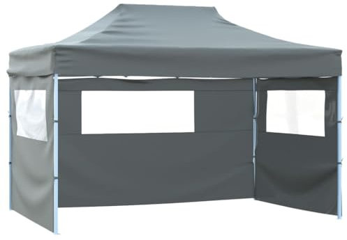 Tonnelle de Jardin, Tente de Réception Pliable Tente de Jardin Pliante Tente de réception Pliable avec 3 parois 3x4 m Acier Anthracite