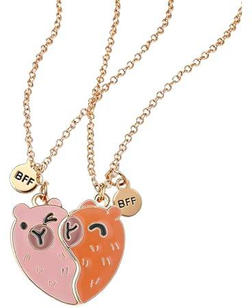 2 Pcs Capybara Friendship Necklace For 2, Capybara Gifts For Girls Best Friends Necklaces, Bff Necklace For 2 Girls, 2 In 1 Heart Shape Matching Necklaces Pendant As Birthdays And Anniversaries Gifts