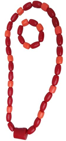 PrestigeApplause Ensemble collier et bracelet traditionnels africains Edo Igbo en perles de corail rouge mélangés pour homme, taille unique, Acrylique, Pas de gemme