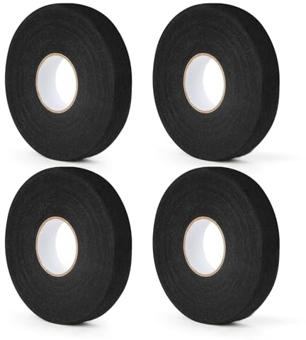 flintronic 19mm*15m Cinta Aislante para Cable, 4pc de Cinta de Tela, Cinta Adhesiva de Tela para Tejido, Cinta Tela Adhesiva,Cinta Aislante Térmica para Cable,Cinta Aislante de Algodón,para Coche Moto
