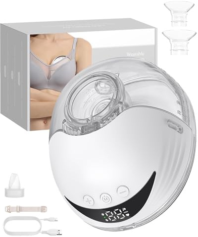eSynic Electrical Breast Pump 210ML Hands Free Wearable Breast Pump 4 Modes & 12 Levels Wireless Breastfeeding Pump with 24/21/19mm Flanges Leak-Proof LED Display BPA Free Portable Breast Milk Pump