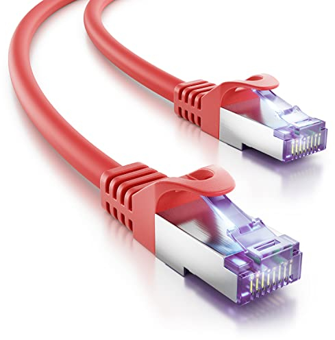 deleyCON 1m CAT7 Netzwerkkabel - 10 Gigabit - RJ45 Patchkabel Ethernet Kabel (Kupfer, SFTP PiMF Schirmung) - für Highspeed LAN DSL Switch Modem Router Patchpanel CAT7 CAT6 CAT5 - Rot