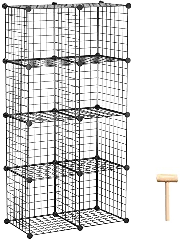 C&AHOME Drahtwürfel-Aufbewahrung, 8-Würfel-Organizer, C-Gitter-Aufbewahrung aus Metall, Regale mit Lagerbehältern, modulares Bücherregal, DIY-Schrank, 24,8 L x 12,4 B x 48,4 H, Schwarz
