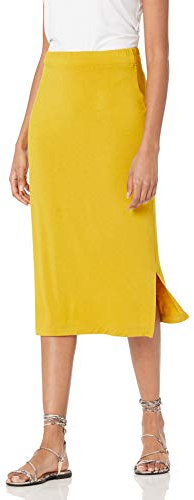 Amazon Essentials Jupe midi en Tricot à Enfiler (Disponible en Grande Taille) Femme, Jaune Foncé, XXL