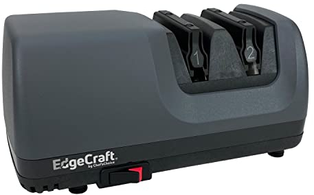 EdgeCraft E315 Electric Knife Sharpeners for 15-Degree Straight and Serrated Knives Diamond Abrasives Precision Angle Control, 2-Stage, Gray