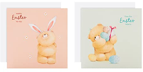 Hallmark Osterkarte Multipack, 10 Stück Osterkarten, Forever Friends Bären Design, Rosa, Blau
