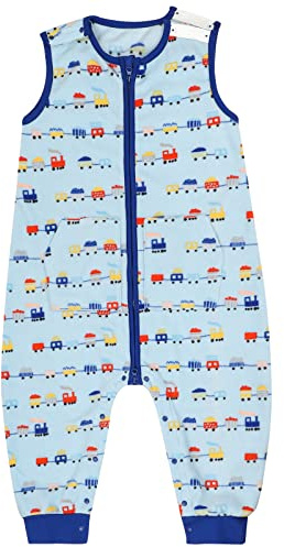 FLYISH DIRECT Saco de Dormir Con Pies Para Bebés y Niños - 1,0 TOG, Vellón, 64 cm (Para Estatura de 65-70 cm) - Diseño de Tren