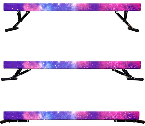 FC FUNCHEER 8FT Adjustable Balance Beam for Kids Gymnastics - 4-Knob Quick-Adjust, Tri-Lock Stability, Competition 4 Width, 3 Heights (17/32/42cm) for Home Training Equipment Ages 4+