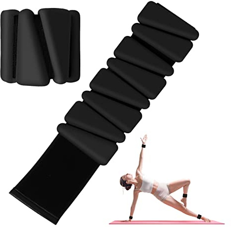 MXiiXM Wrist Weights Set of 2, Adjustable Silicone Stainless Steel Nylon, Modern Black, Wearable Ankle/Wrist Weights, Suitable for Yoga, Dance, Pilates, Pool Exercises and Jogging, 2lb