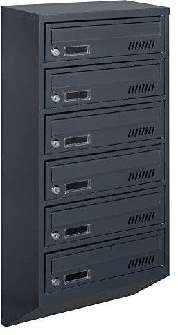 6 buzones de Correos para condominios GDS RAL 7016 20cm Profundidad