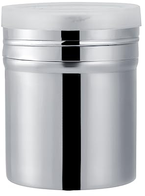Shaker de Poudre de Cacao en Acier Inoxydable Duster de Sucre en Poudre avec Couvercle pour Farine et Sucre Glace Récipient de Tamis pour Glaçage au Chocolat (S)