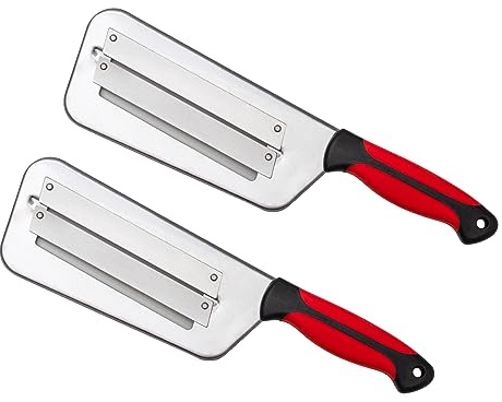 Cabbage Shredder 2 Pcs - Stainless Steel Cabbage Slicer - Kitchen Knife Cabbage Chopper with Two Sharp Blades - Shredder/Cutter for Coleslaw, Plastic Handle