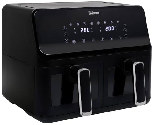 Tristar FR-9040 Friteuse double 8 l 2700 W fonction chaleur tournante, fonction minuteur, revêtement anti-adhésif, prés