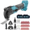 Akku Multifunktionswerkzeug, Multitool für Makita 18V Akku, 300W Oszillationssäge Bürstenloser, 4°Oszillationswinkel, 6000-22000U/min mit 22 Zubehör(2x3000mAh Akku)