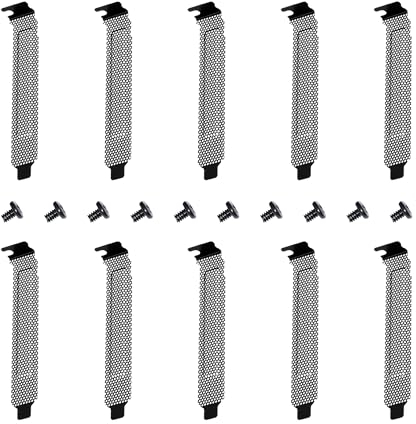 YIMATEECO PCI Slot Covers, 10Pcs Hard Steel PCI Slot Cover Dust Filter Bracket Computer Case Expansion Blank Plate Dustproof Filter with Screws for PC Computer Case (120 * 20mm, Black, 10 Pack)