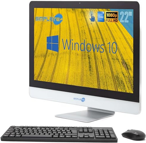 SIMPLETEK All in One AiO Touch Screen | 22 Full HD Core i5 2500T 2.3GHz Windows 10 Pro | 8 GB RAM SSD 480 GB | Webcam pantalla táctil Speaker internos + ratón y teclado inalámbrico | Ordenador de