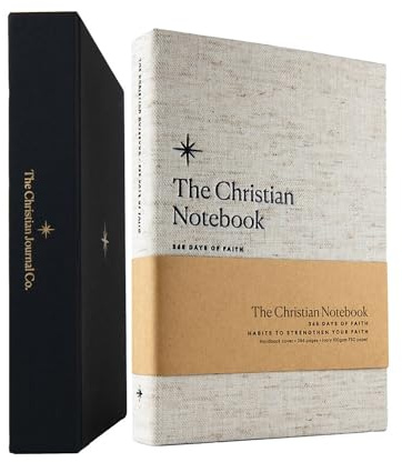 Christian Journal Co 365 Days Of Faith anteckningsbok - inbunden bomull | tro, bibelstudier och självreflektionsdagbok | Daglig andlig följeslagare för bön, bibelstudier och dagböcker | vacker